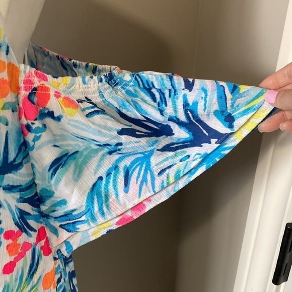 Lilly Pulitzer Bellamie Dress Serene Blue Tippy Top Sunny Shoulder Flowy Size XS - Picture 7 of 11